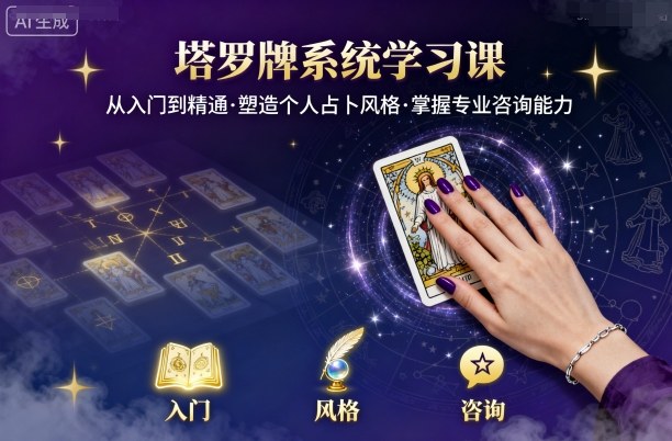 塔罗牌系统学习课，助你从入门到精通，塑造个人占卜风格，掌握专业咨询能力-知识星球