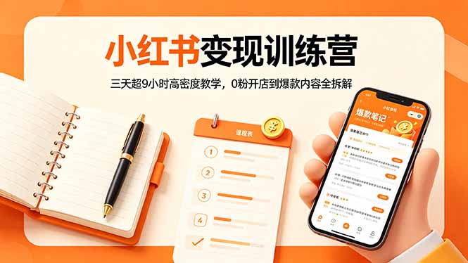 小红书变现训练营：三天超9小时高密度教学，0粉开店到爆款内容全拆解-知识星球