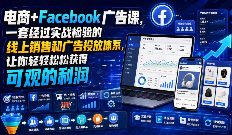 电商+Facebook广告课，一套经过实战检验的线上销售和广告投放体系，让你轻轻松松获得可观的利润【原创双语字幕】-知识星球