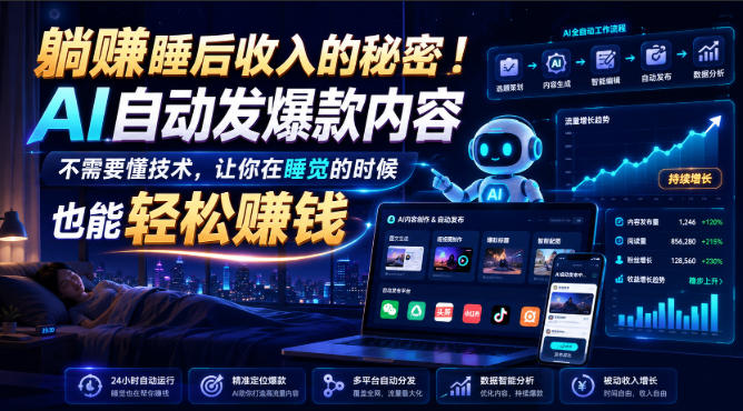 躺賺睡后收入的秘密!AI自动发爆款内容,不需要懂技术,让你在睡觉的时候也能轻松賺钱【原创双语字幕】-知识星球