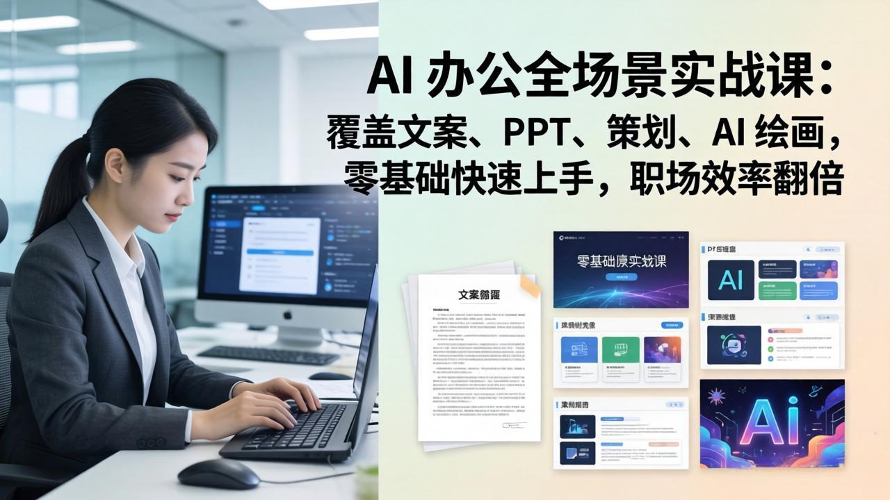 AI 办公全场景实战课：覆盖文案、PPT、策划、AI 绘画，零基础快速上手，职场效率翻倍-知识星球