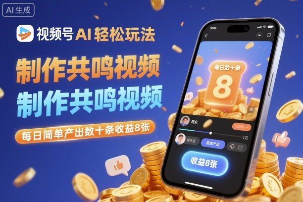 视频号AI轻松玩法，制作共鸣视频，每日简单产出数十条收益8张-知识星球