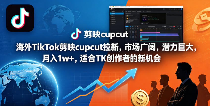 海外TikTok剪映cupcut拉新，市场广阔，潜力巨大，月入1w+，适合TK创作者的新机会-知识星球