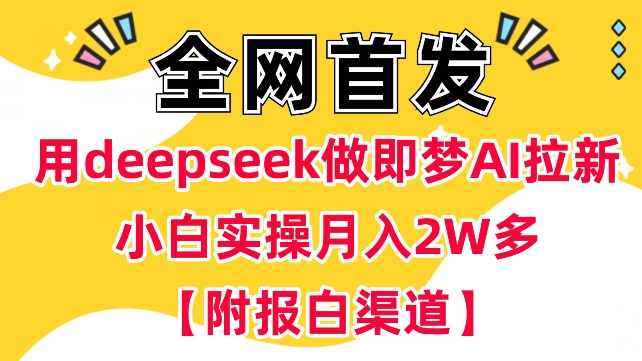 用deepseek做即梦Ai拉新 小白实操月入过W+【附报白渠道】-小禾网创