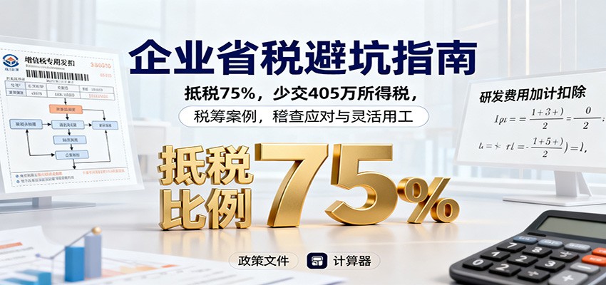企业省税避坑指南：抵税75%，少交405万所得税，税筹案例，稽查应对与灵活用工-知识星球