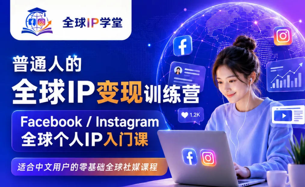 普通人的全球IP变现训练营，Facebook/Instagram全球个人IP入门课，零基础全球社媒课程-知识星球