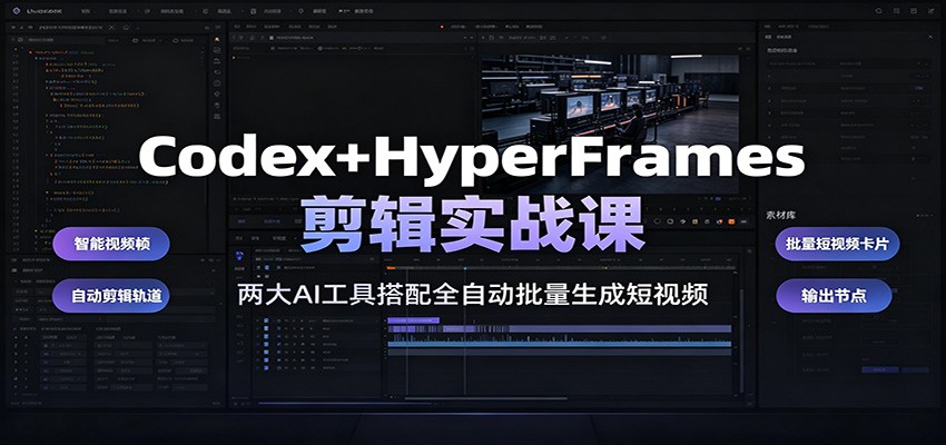 Codex+HyperFrames剪辑实战课：两大AI工具搭配全自动批量生成短视频-知识星球