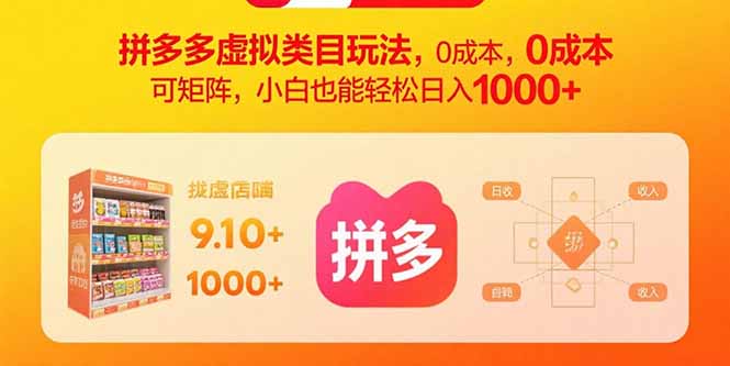 拼多多虚拟类目玩法，0成本，可矩阵，小白也能轻松日入1000+-知识星球