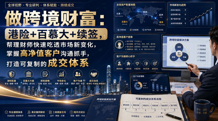 做跨境财富：港险+百慕大+续签，帮理财师快速吃透市场新变化，掌握高净值客户沟通抓手，打造可复制的成交体系-知识星球