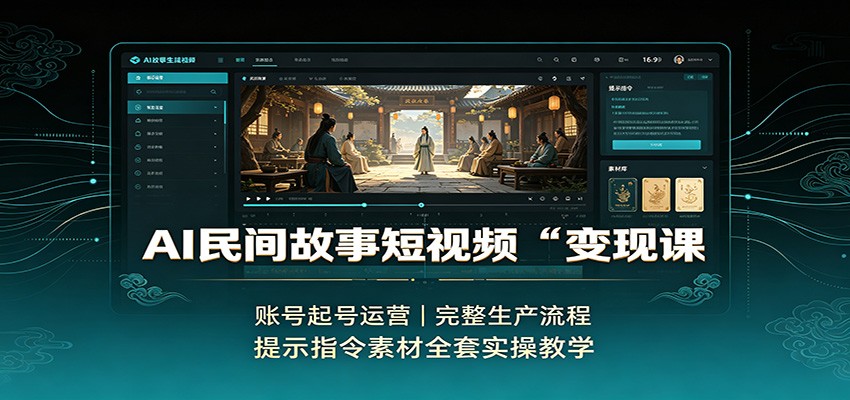 AI民间故事短视频变现课：账号起号运营，完整生产流程，提示指令素材全套实操教学-知识星球