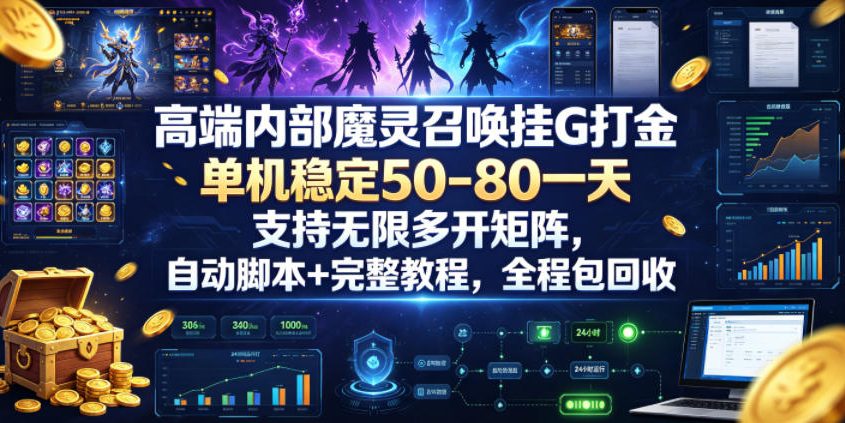 高端内部魔灵召唤挂G打金,单机稳定50-80一天,支持无限多开矩阵,自动脚本+完整教程,全程包回收【揭秘】-知识星球