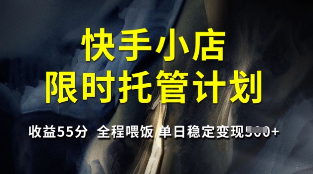 快手小店限时托管计划，收益55分，全程喂饭，单日稳定变现5张【揭秘】-小禾网创