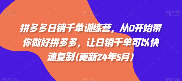 拼多多日销千单训练营，从0开始带你做好拼多多，让日销千单可以快速复制(更新25年2月)-小禾网创