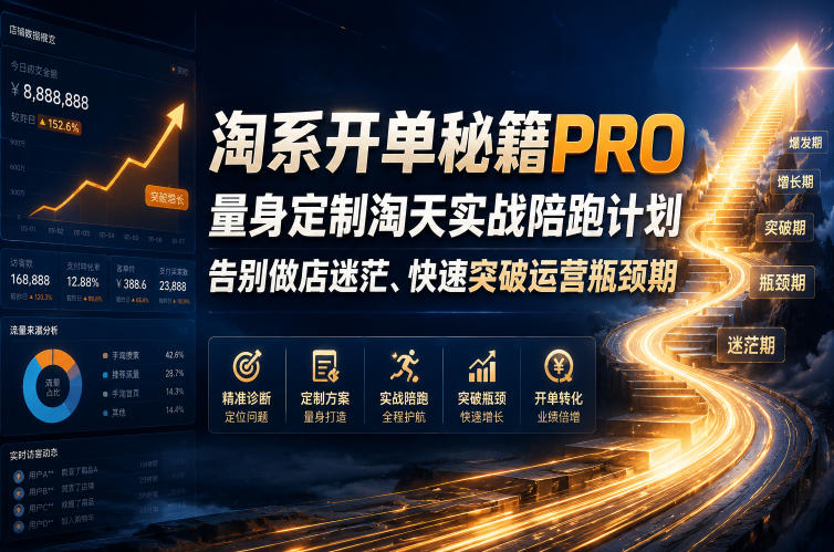 淘系开单秘籍PRO，量身定制淘天实战陪跑计划，告别做店迷茫、快速突破运营瓶颈期(更新260823)-知识星球