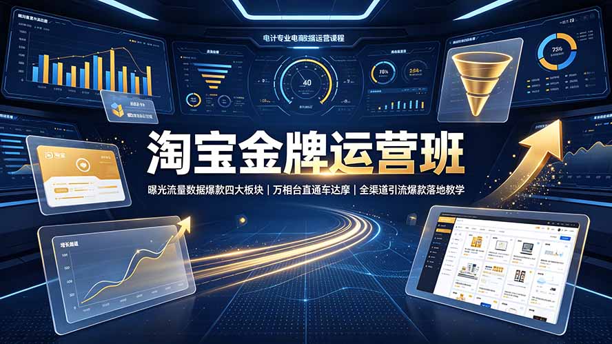 淘宝金牌运营班-7月：曝光流量数据爆款四大板块｜万相台直通车达摩｜全渠道引流爆款落地教学-知识星球