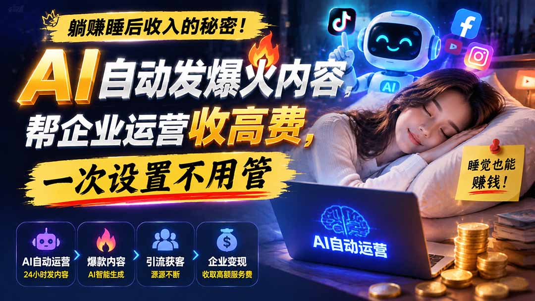 躺赚睡后收入的秘密！AI 自动发爆火内容，帮企业运营收高费，一次设置不用管【原创双语字幕】-知识星球
