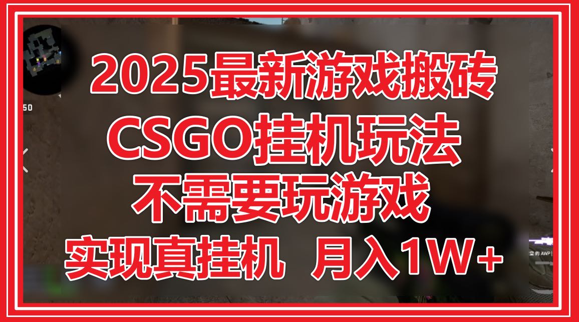 2025最新游戏搬砖，CSGO挂机，不需要玩游戏，实现真挂机，月入1W+-知识星球