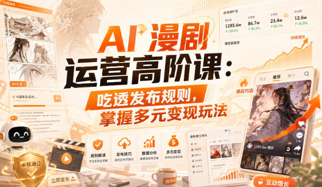AI漫剧运营高阶课：吃透发布规则，掌握多元变现玩法-知识星球