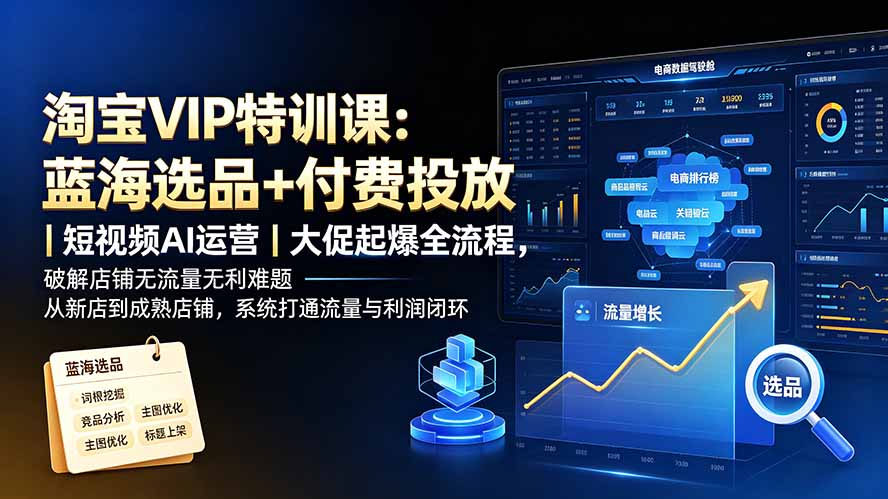 淘宝VIP特训课-更新：蓝海选品+付费投放｜短视频AI运营｜大促起爆全流程，破解店铺无流量无利润难题-知识星球