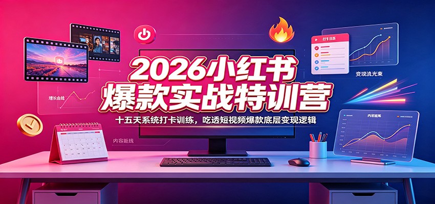 2026小红书爆款实战特训营：十五天系统打卡训练，吃透短视频爆款底层变现逻辑-知识星球