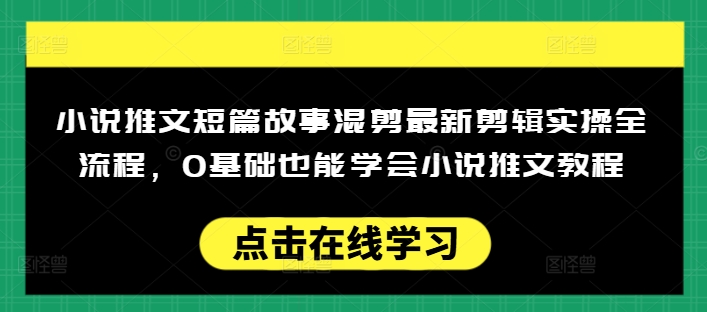 小说推文短篇故事混剪最新剪辑实操全流程，0基础也能学会小说推文教程，肯干多发日入多张-小禾网创