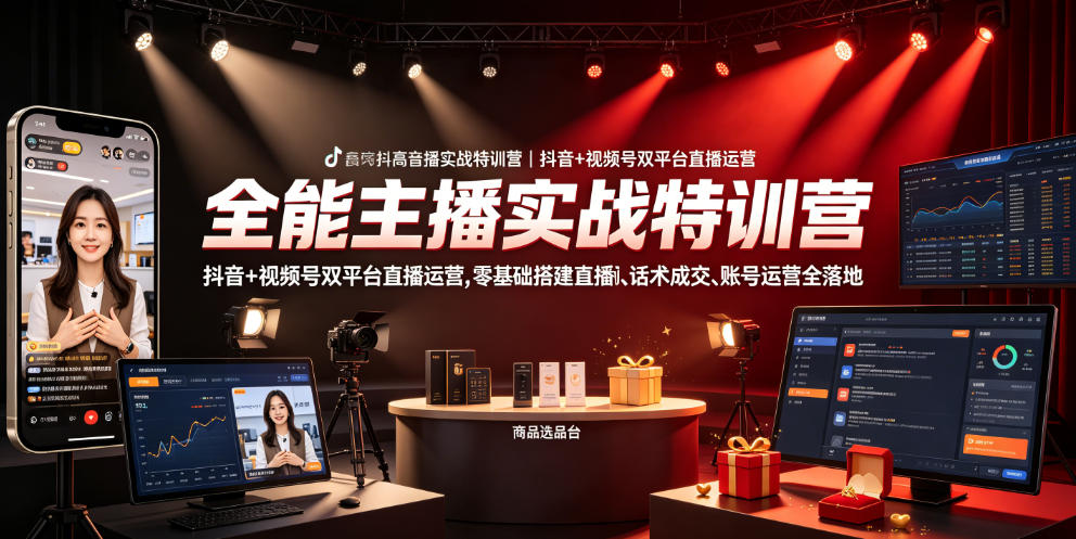 全能主播实战特训营｜抖音+视频号双平台直播运营，零基础搭建直播间、精准选品、话术成交、账号运营全落地-知识星球