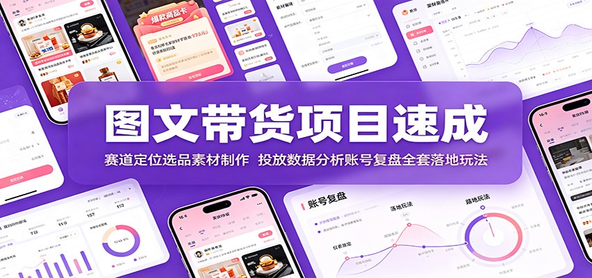 图文带货项目速成：赛道定位选品素材制作，投放数据分析账号复盘全套落地玩法-知识星球