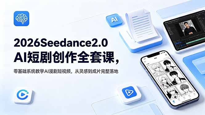 2026Seedance2.0AI短剧创作全套课,零基础系统教学AI漫剧短视频,从灵感到成片完整落地-知识星球