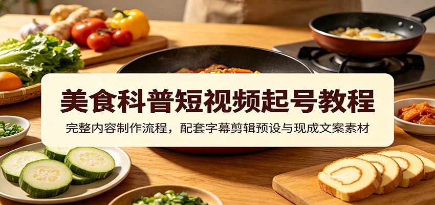 美食科普短视频起号教程：完整内容制作流程，配套字幕剪辑预设与现成文案素材-知识星球