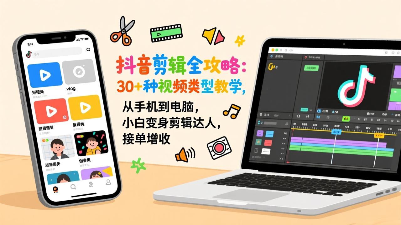 抖音剪辑全攻略：30+种视频类型教学，从手机到电脑，小白变身剪辑达人，接单增收-知识星球