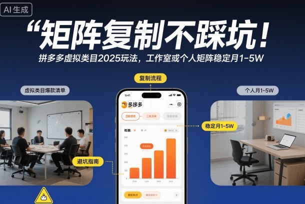 矩阵复制不踩坑！拼多多虚拟类目2025玩法，工作室或者个人矩阵稳定月1-5W【揭秘】-知识星球