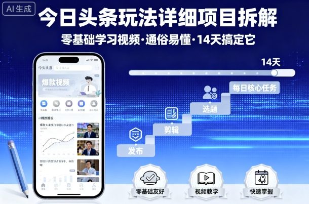 今日头条玩法详细项目拆解，零基础学习视频 通俗易懂 14天搞定它-知识星球