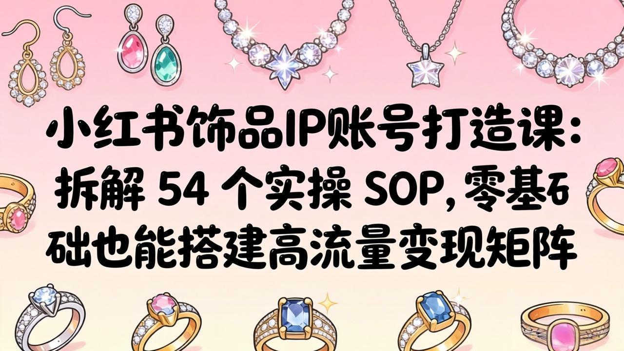 小红书饰品IP账号打造课：拆解 54 个实操 SOP，零基础也能搭建高流量变现矩阵-知识星球