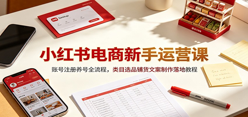 小红书电商新手运营课：账号注册养号全流程，类目选品铺货文案制作落地教程-知识星球