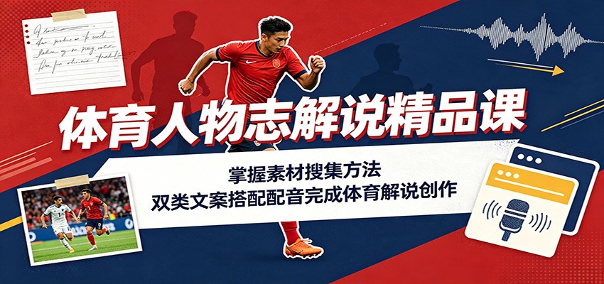 体育人物志解说精品课：掌握素材搜集方法，双类文案搭配配音完成体育解说创作-知识星球