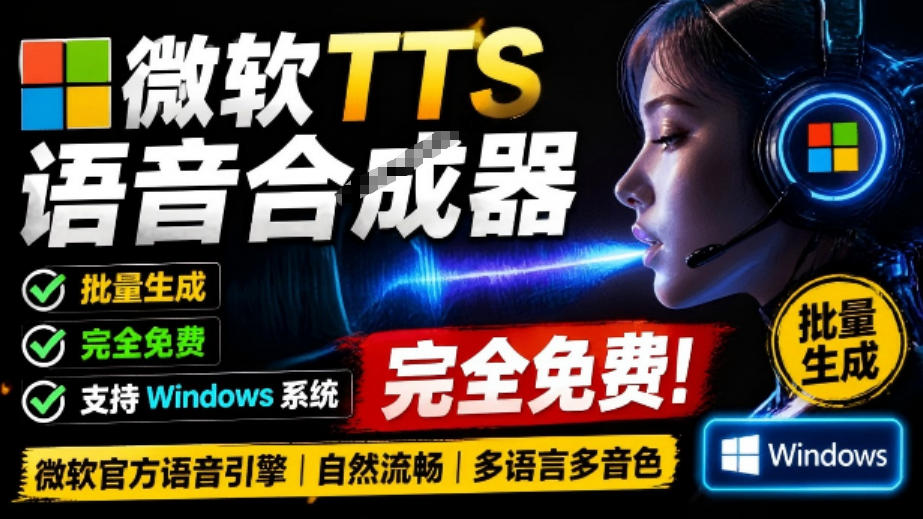 微软TTS免费语音配音生成器，完全免费，支持多语音、多音色选择，Windows系统专用TTS语音合成器-知识星球