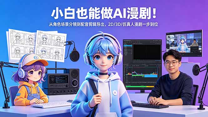 小白也能做AI漫剧！从角色场景分镜到配音剪辑导出，2D/3D/仿真人漫剧一步到位-知识星球