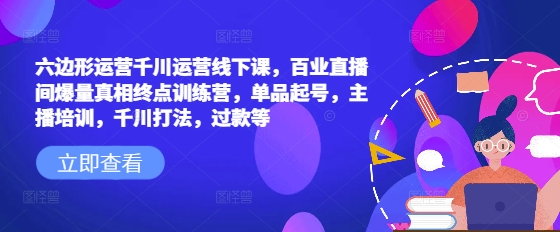 六边形运营千川运营线下课，百业直播间爆量真相终点训练营，单品起号，主播培训，千川打法，过款等-小禾网创