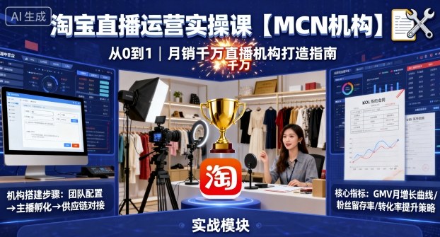 淘宝直播运营实操课【MCN机构】，从0到1做一家月销千W的直播机构-知识星球