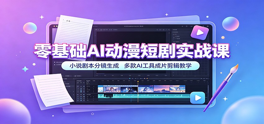 零基础AI动漫短剧实战课：小说剧本分镜生成，多款AI工具成片剪辑教学-知识星球