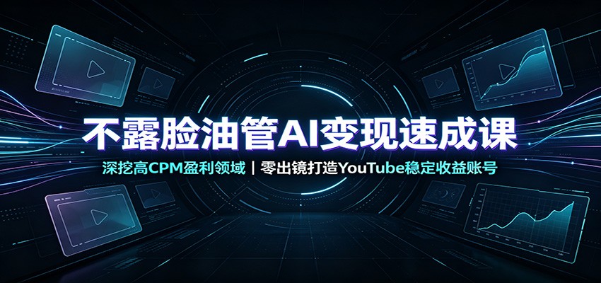 不露脸油管AI变现速成课：深挖高CPM盈利领域，零出镜打造YouTube稳定收益账号-知识星球