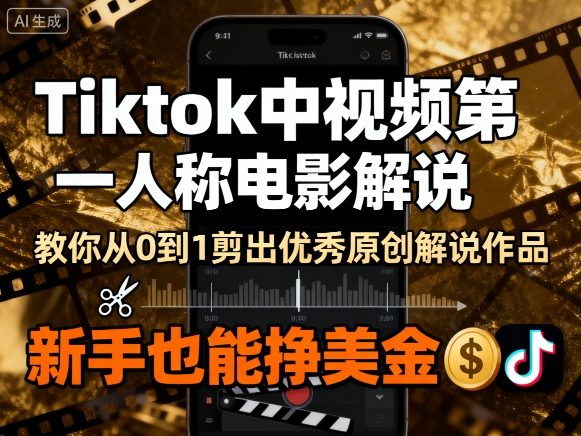 Tiktok中视频第一人称电影解说，教你从0到1剪出一个优秀的原创解说作品，新手也能挣美金-知识星球