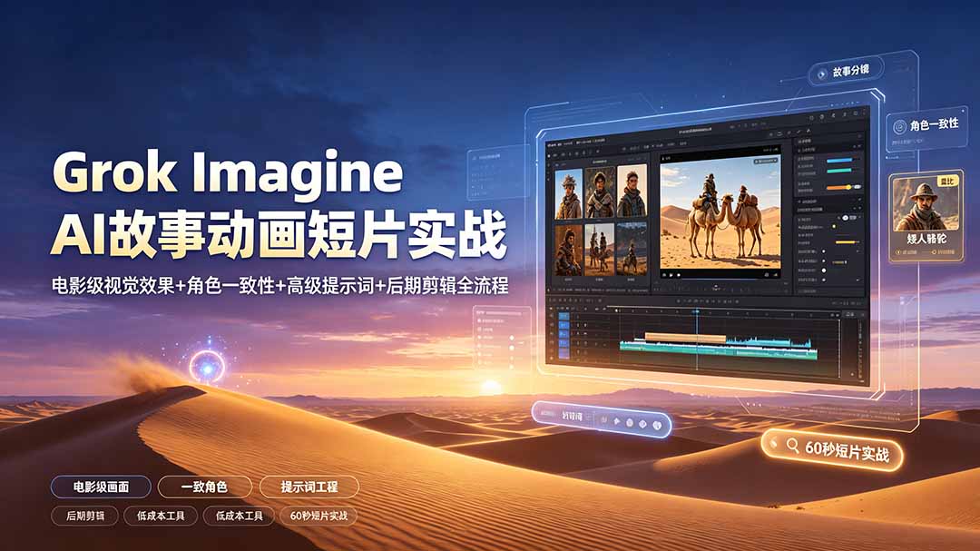 Grok Imagine AI故事动画短片实战：电影级视觉效果+角色一致性+高级提示词+后期剪辑全流程-知识星球