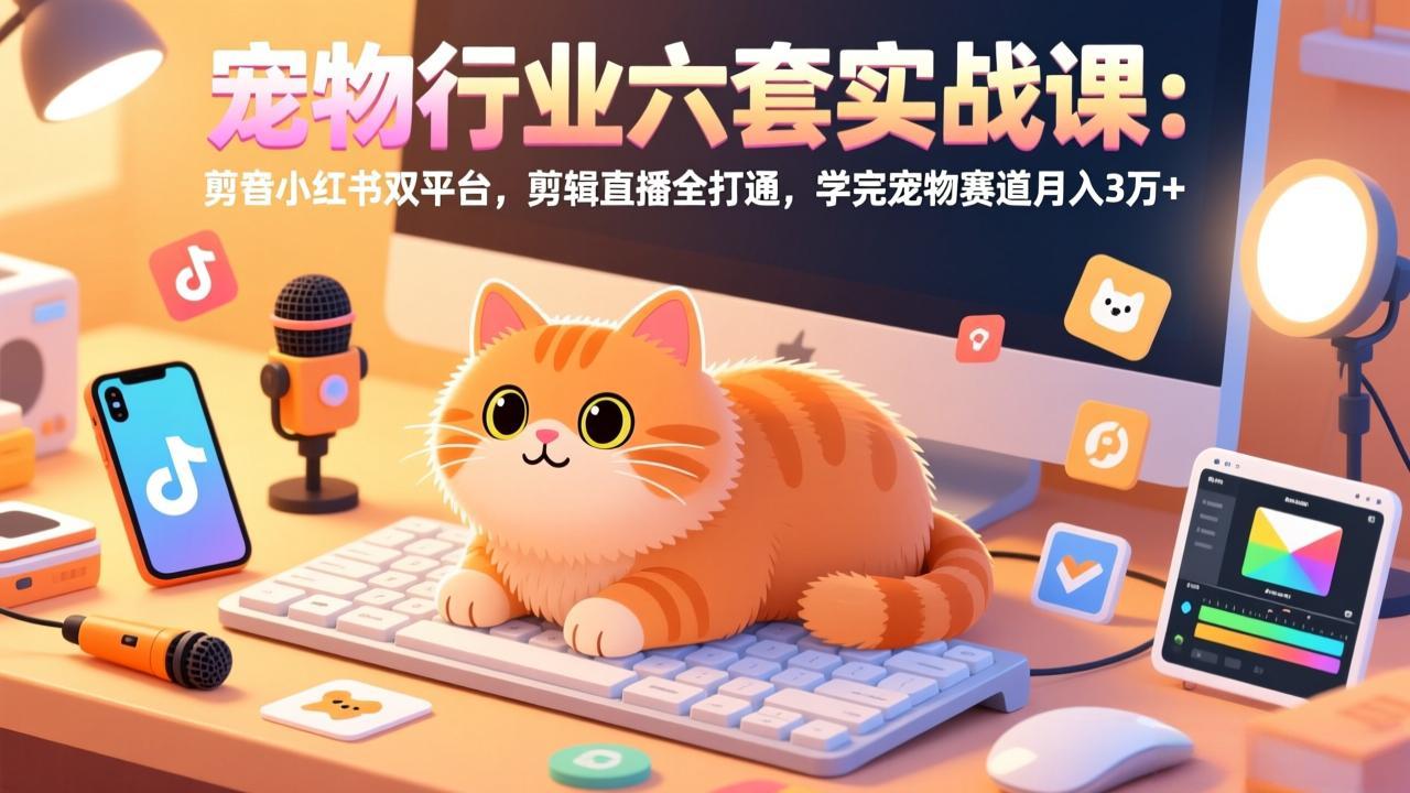 宠物行业六套实战课：抖音小红书双平台，剪辑直播全打通，学完宠物赛道月入3万+-知识星球