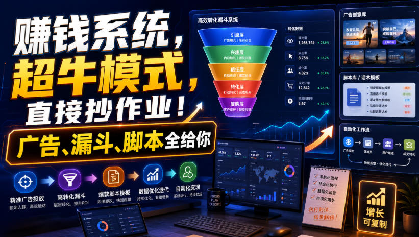 賺钱系统，超牛模式，直接抄作业！广告、漏斗、脚本全给你【原创双语字幕】-知识星球