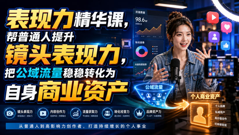 表现力精华课，帮普通人提升镜头表现力，把公域流量稳稳转化为自身商业资产-知识星球