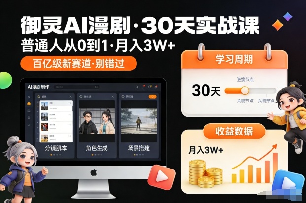 御灵AI漫剧30天实战课，普通人从0到1，月入3W+，别错过这个百亿级新赛(更新中)-知识星球