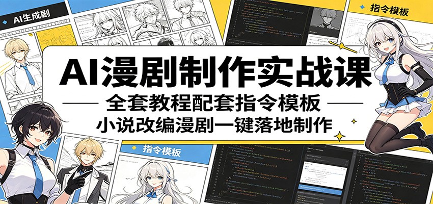 AI漫剧制作实战课：全套教程配套指令模板，小说改编漫剧一键落地制作-知识星球
