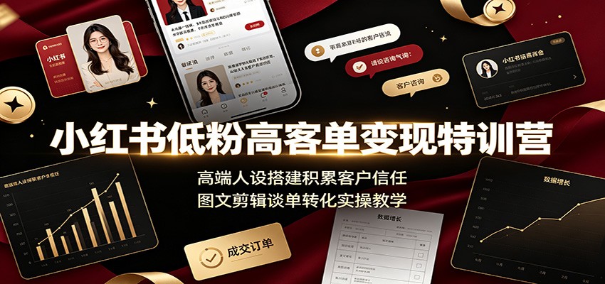 小红书低粉高客单变现特训营：高端人设搭建积累客户信任，图文剪辑谈单转化实操教学-知识星球