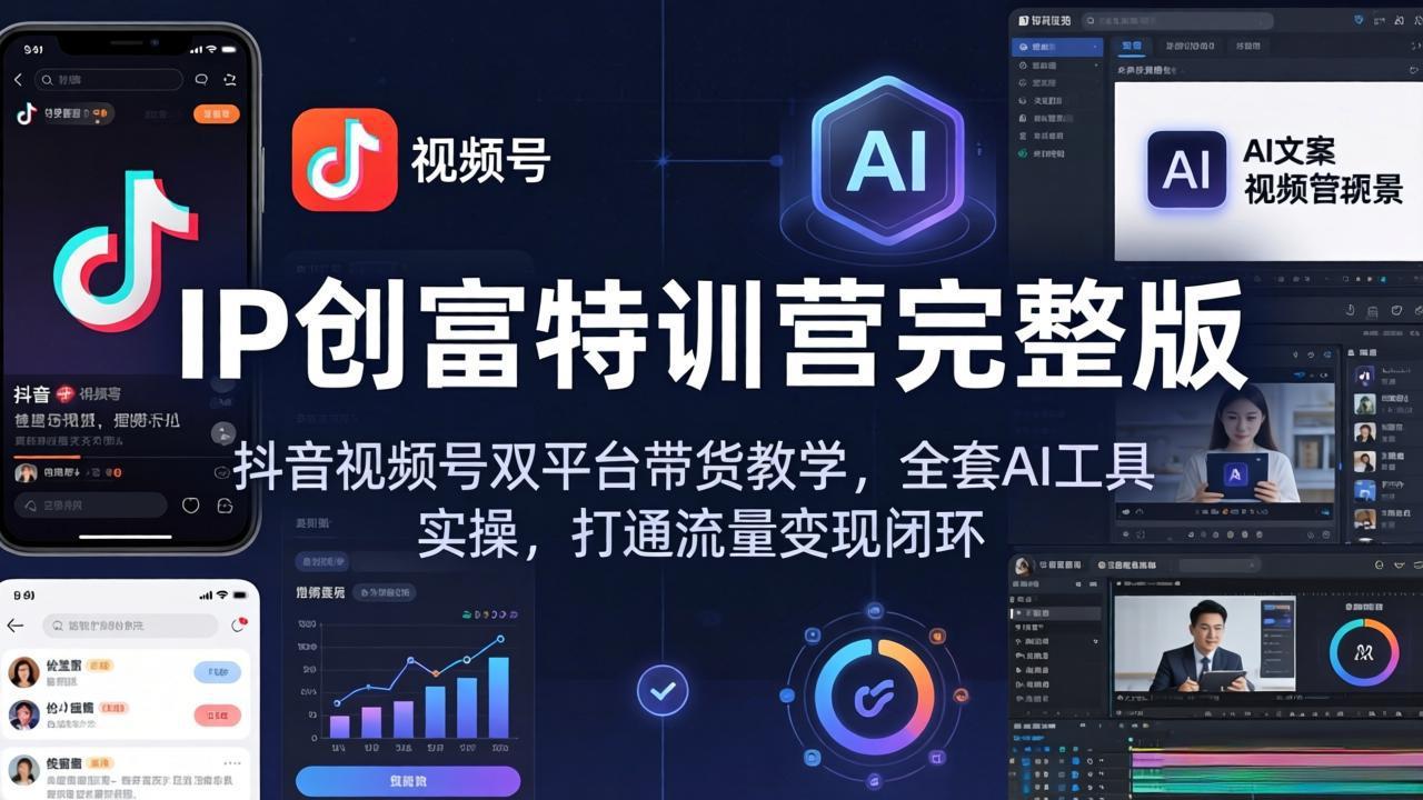 IP创富特训营完整版：抖音视频号双平台带货教学，全套AI工具实操，打通流量变现闭环-知识星球